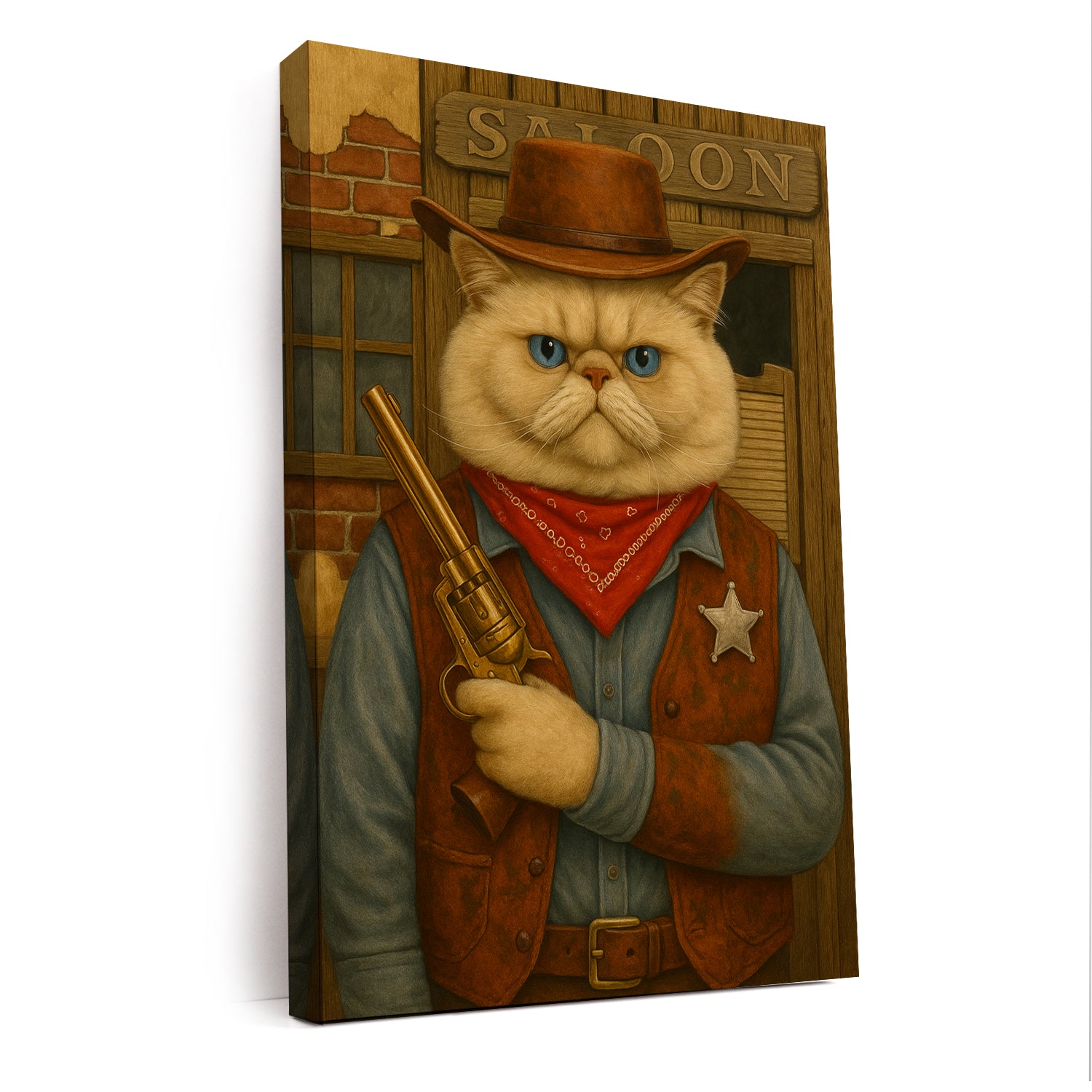 Custom Photo Cat Cowboy Canvas