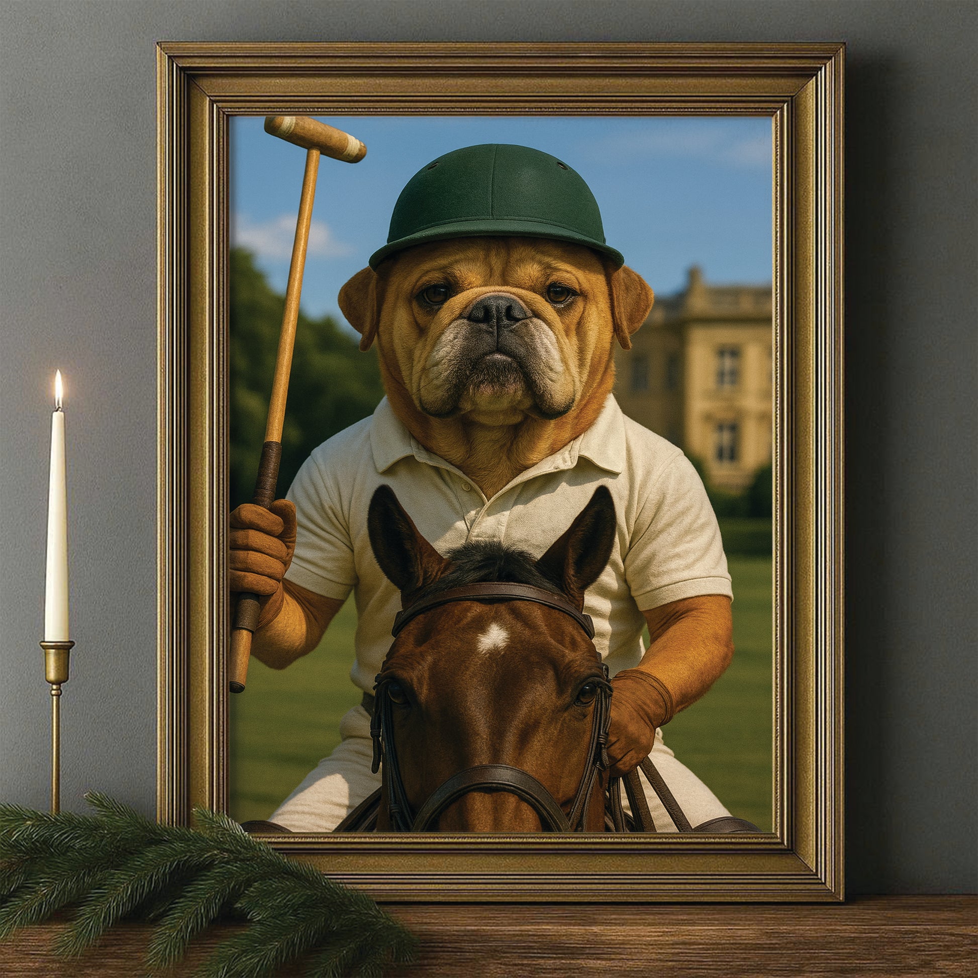 Custom Photo Polo Sport Dog Canvas Framed Wall Art Gift For Dog Lovers