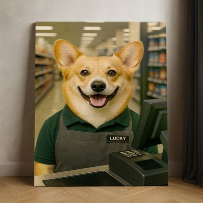 Custom Photo Cashier Dog Canvas Gift For Dog Lovers