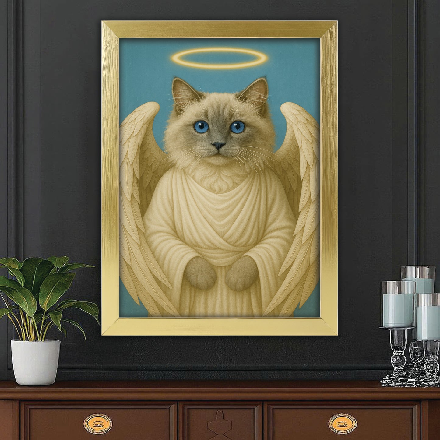 Custom Cat Photo Memorial Canvas Framed Wall Art _ Memorial Gift For Cat