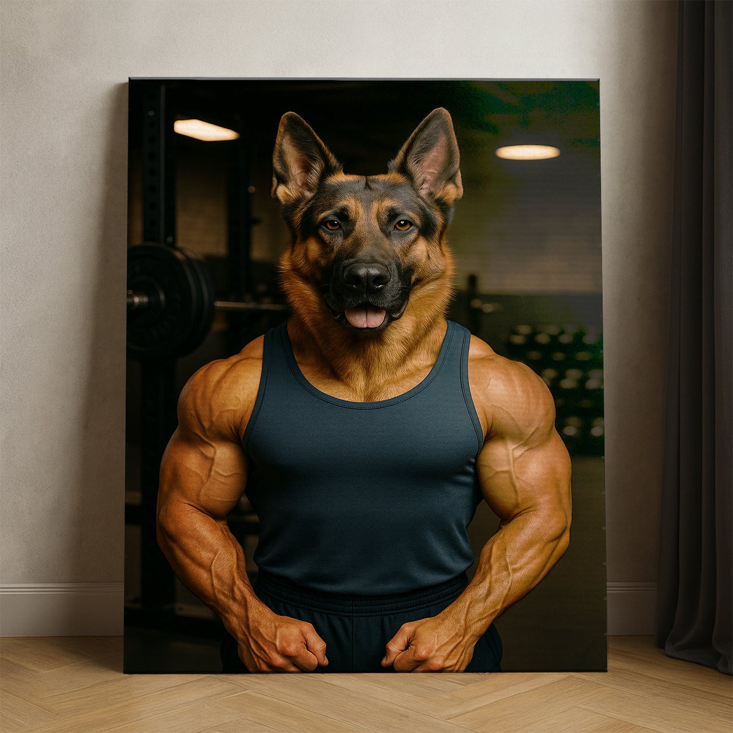 Custom Photo Body Builder Dog Canvas Gift For Dog Lovers