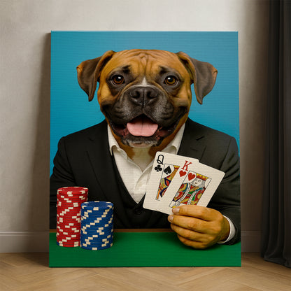 Custom Photo Poker Player Dog Canvas Gift For Dog Lovers