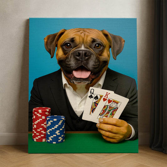 Custom Photo Poker Player Dog Canvas Gift For Dog Lovers