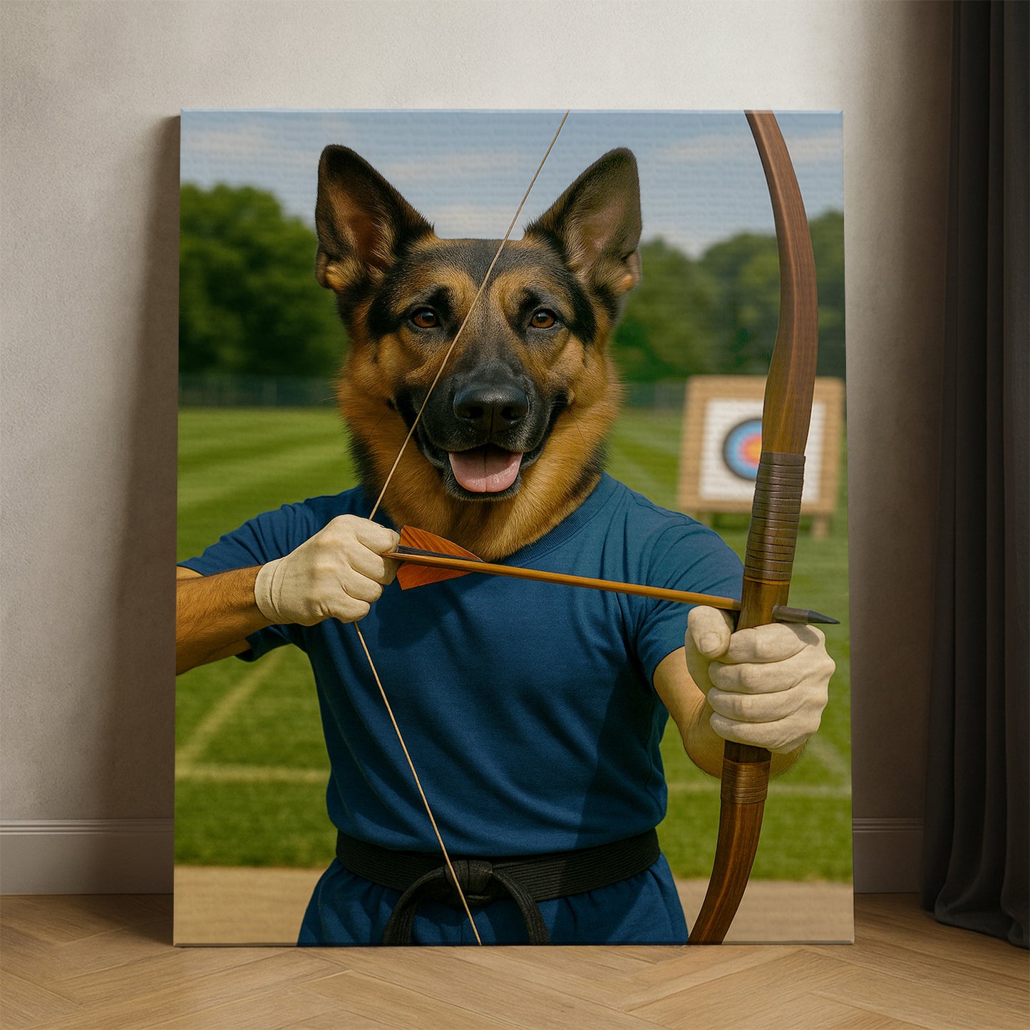 Custom Photo Archery Dog Canvas Gift For Dog Lovers