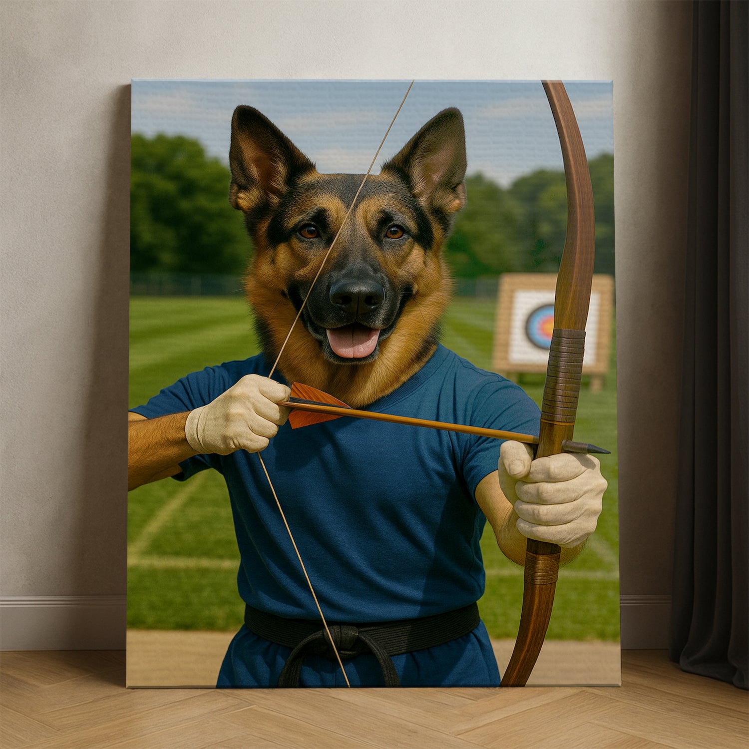 Custom Photo Archery Dog Canvas Gift For Dog Lovers