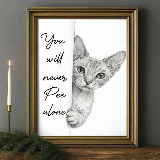 Custom Photo Cat Breed Bathroom Canvas Framed Wall Art Gift For Cat Lovers