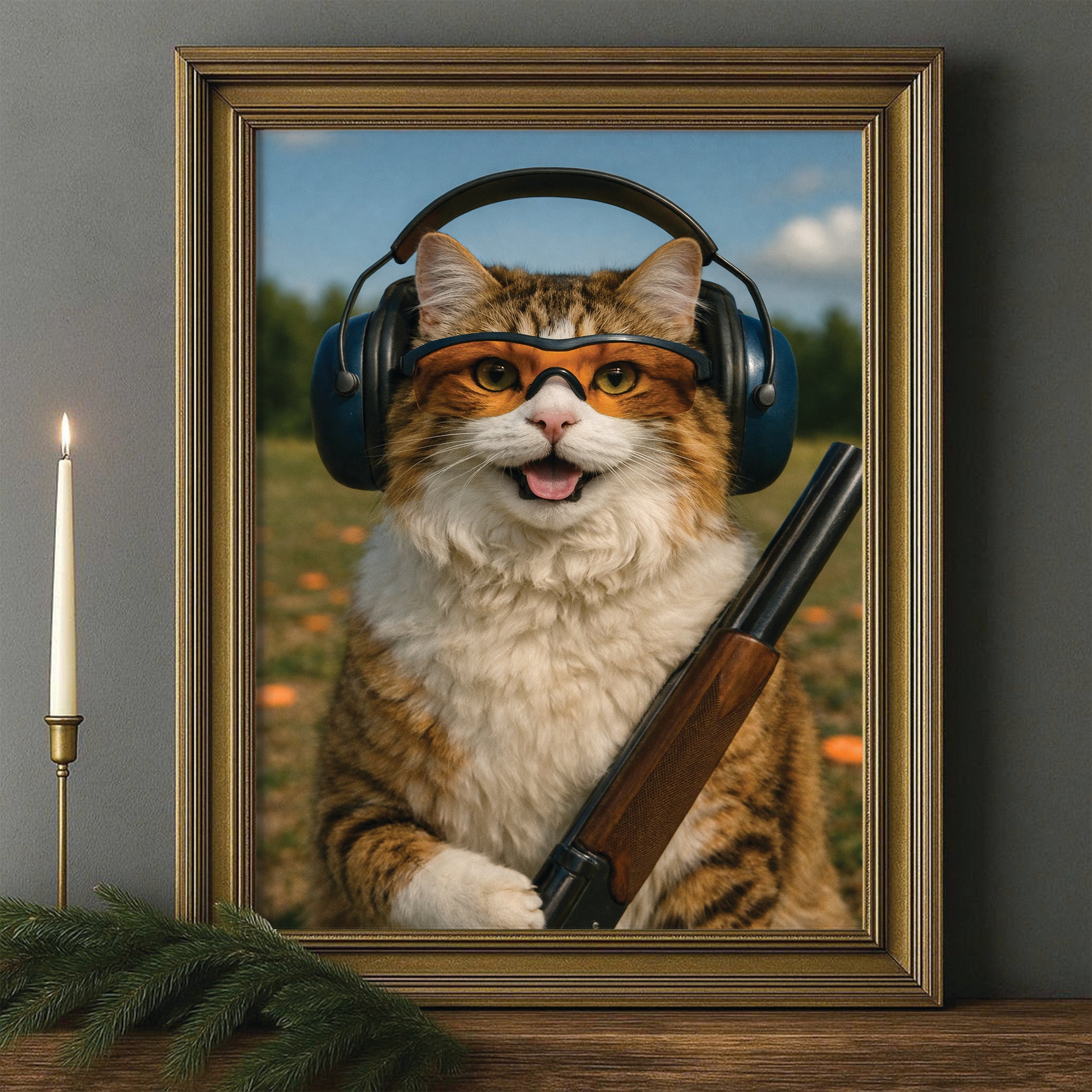 Custom Photo Lacrosse Cat Canvas Framed Wall Art  Gift For Cat Lovers
