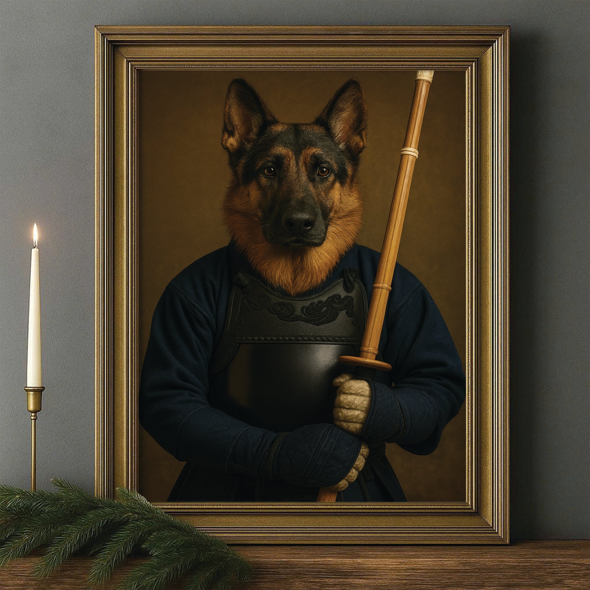 Custom Photo Kendo Dog Canvas Framed Wall Art Gift For Dog Lovers