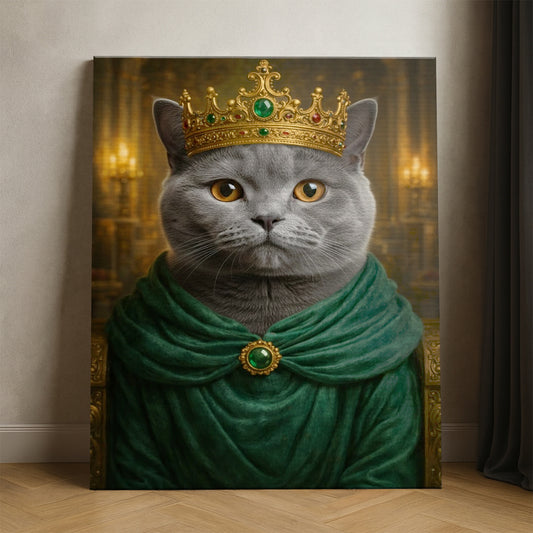 Custom Photo Royal King Queen Cat Canvas Gift For Cat Lovers