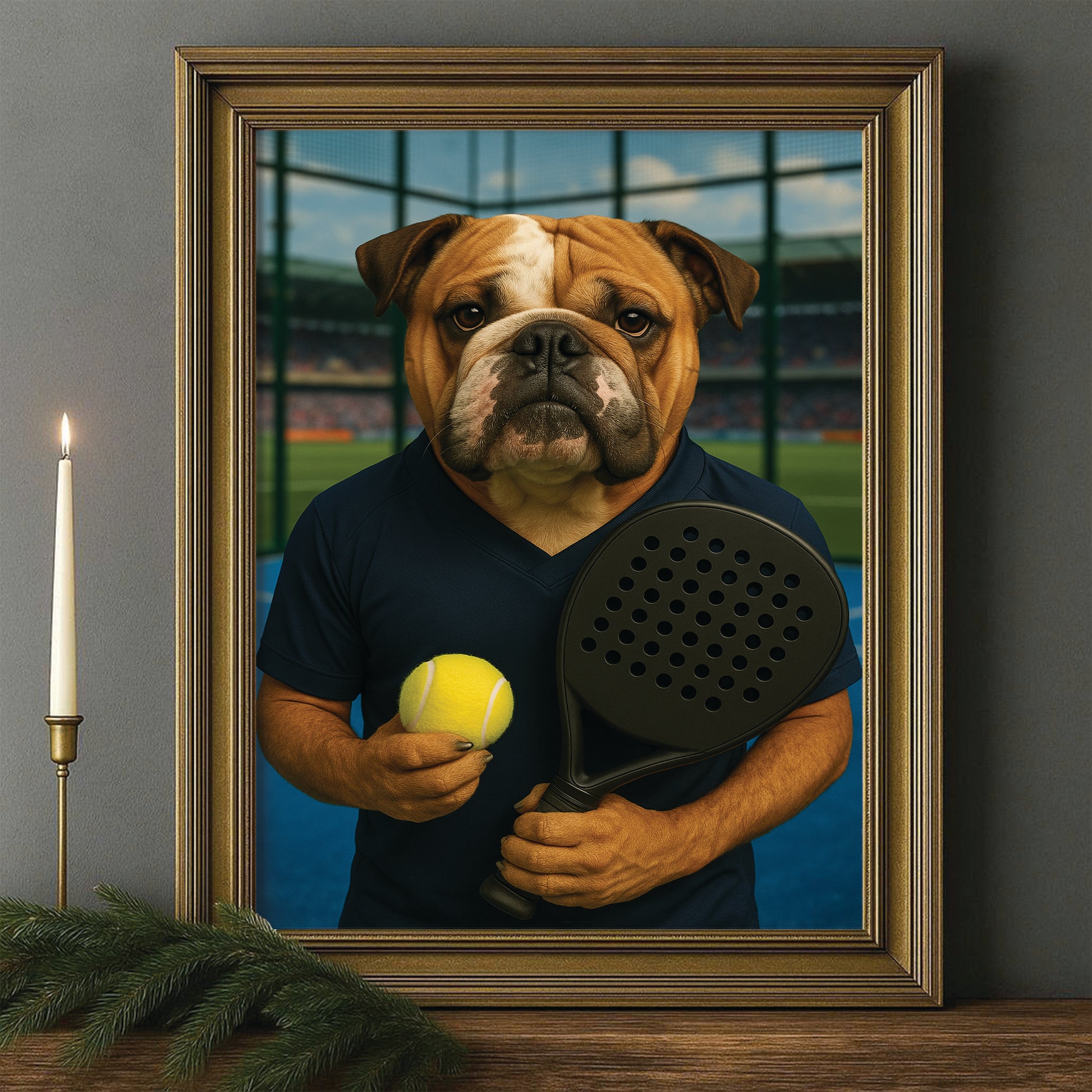 Custom Photo Paddle Player Dog Canvas Framed Wall Art Gift For Dog Lovers