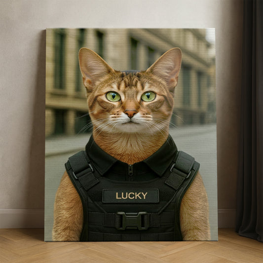 Custom Photo Tactical Cat Canvas Gift For Cat Lovers
