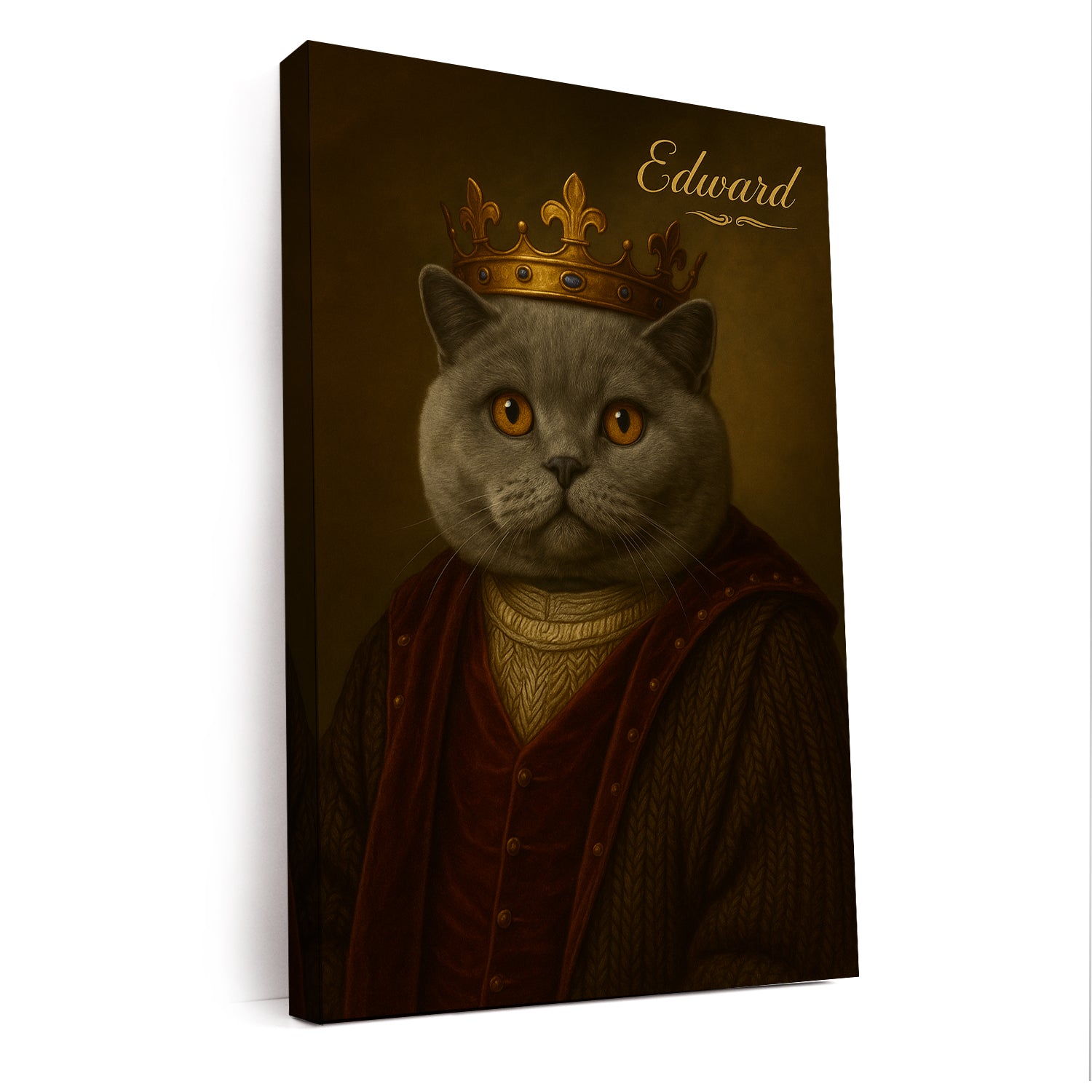 Custom Photo Crown King Cat Canvas Gift For Cat Lovers