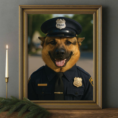 Custom Photo Police 2 Dog Canvas Framed Wall Art Gift For Dog Lovers