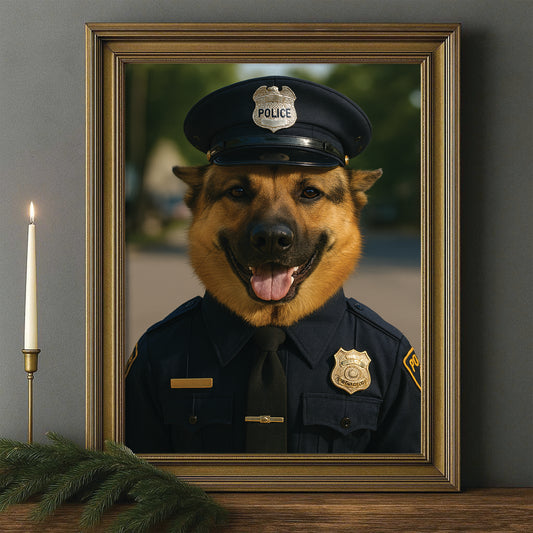 Custom Photo Police 2 Dog Canvas Framed Wall Art Gift For Dog Lovers