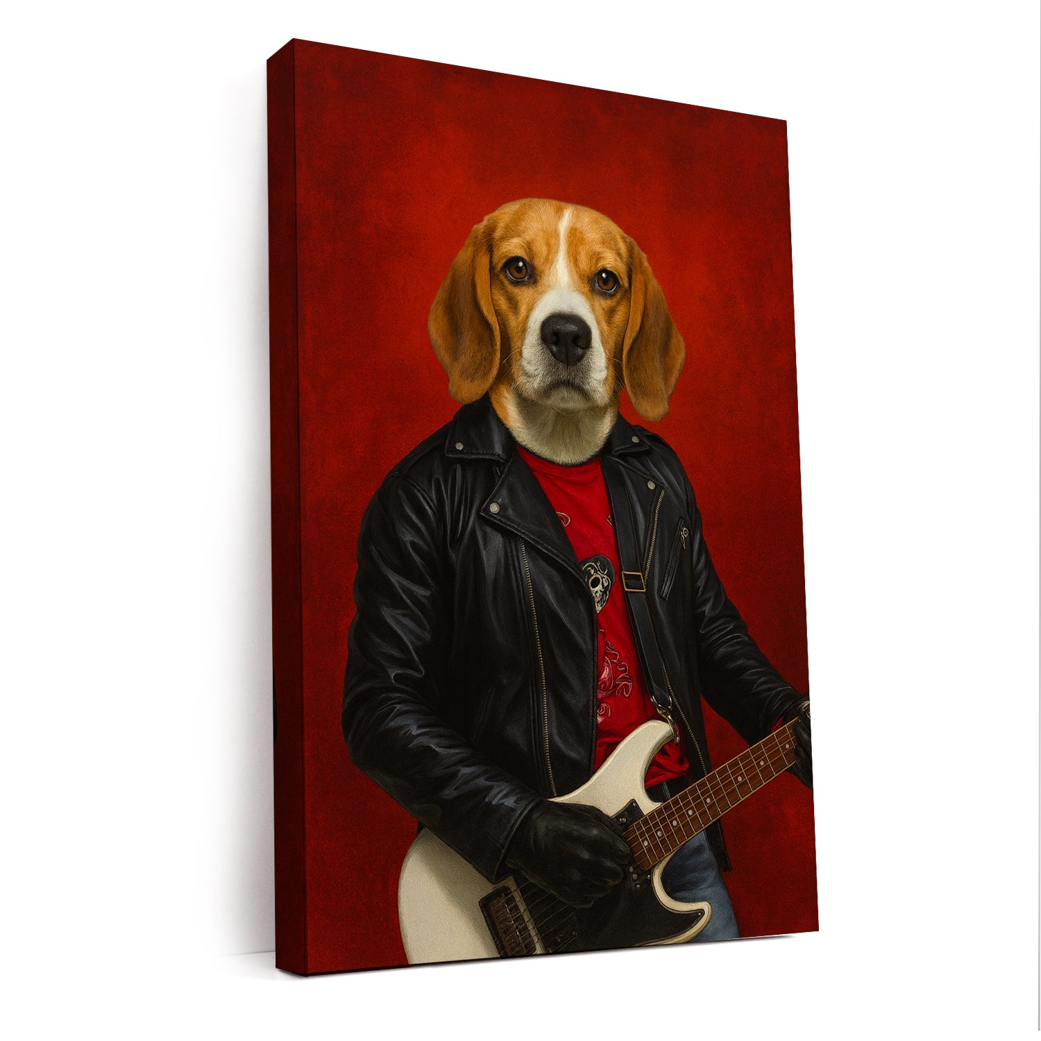 Custom Photo Guitarist Dog Canvas Gift For Dog