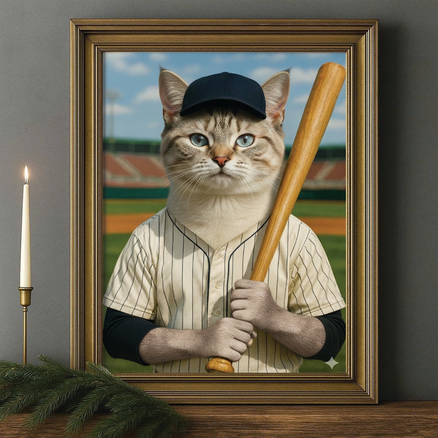 Custom Photo Baseball Player Cat Gift For Cat Lovers