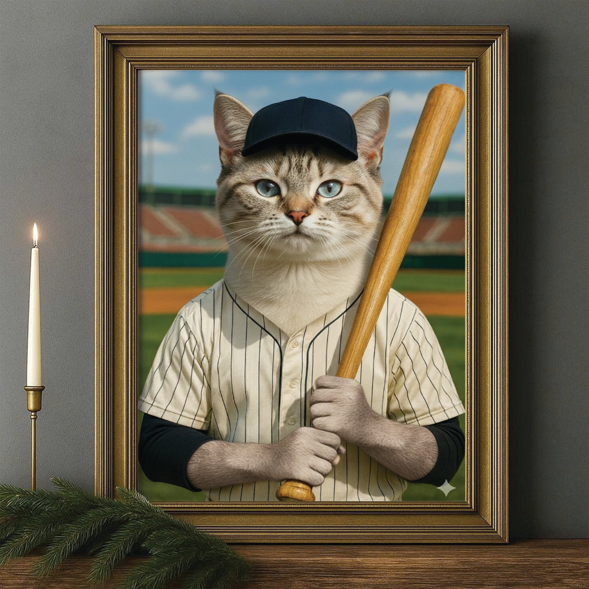 Custom Photo Baseball Player Cat Gift For Cat Lovers