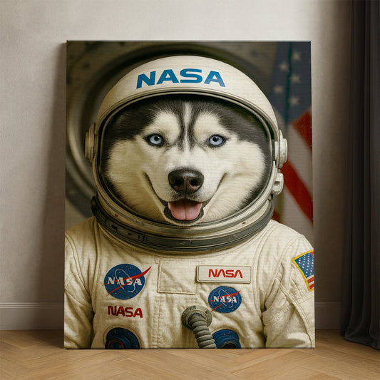 Custom Photo Astronaut Dog Canvas Gift For Dog Lovers