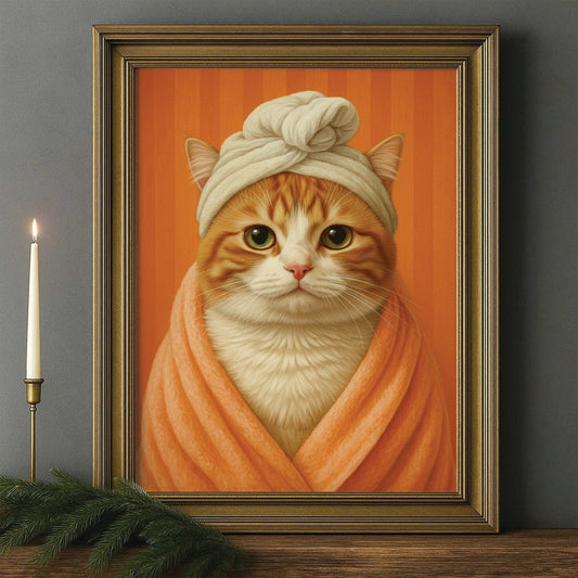 Custom Photo Cat Bathroom Style 17 Canvas Framed Wall Art Gift For Cat Lovers