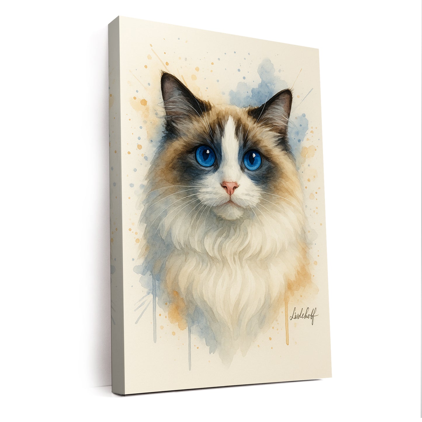 Custom Photo Cat Watercolor Artwork Canvas