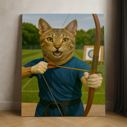 Custom Photo Archery Cat Canvas Gift For Cat Lovers