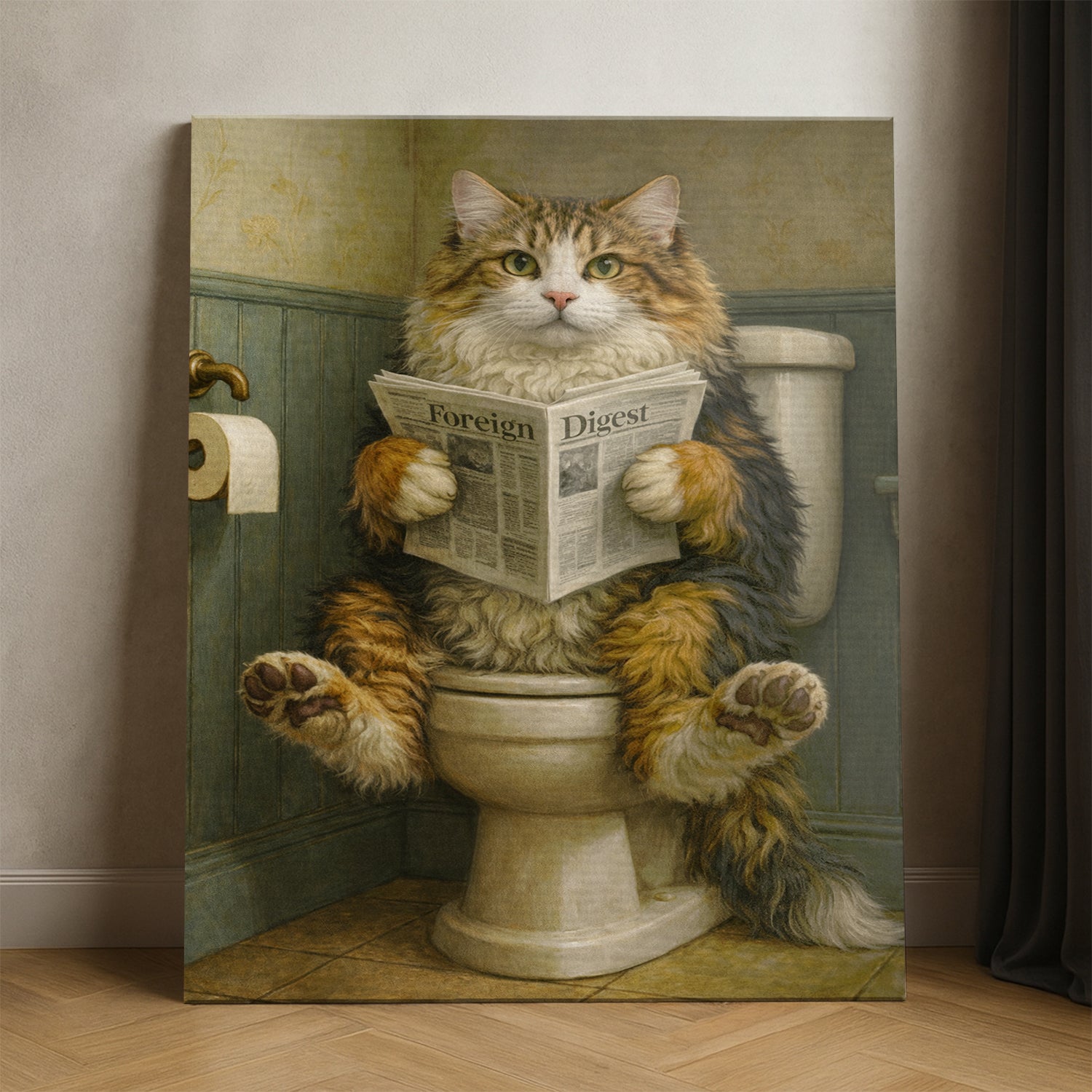 Custom Photo Cat In Bathroom Style 2 Canvas Gift For Cat Lovers