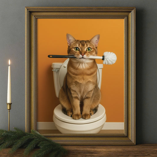 Custom Photo Cat Bathroom Style 31 Canvas Framed Wall Art Gift For Cat Lovers