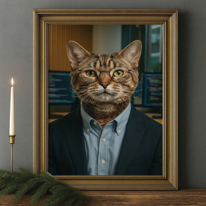 Custom Photo Software Developer Cat Canvas Framed Wall Art Gift For Cat Lovers