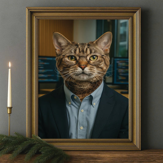 Custom Photo Software Developer Cat Canvas Framed Wall Art Gift For Cat Lovers