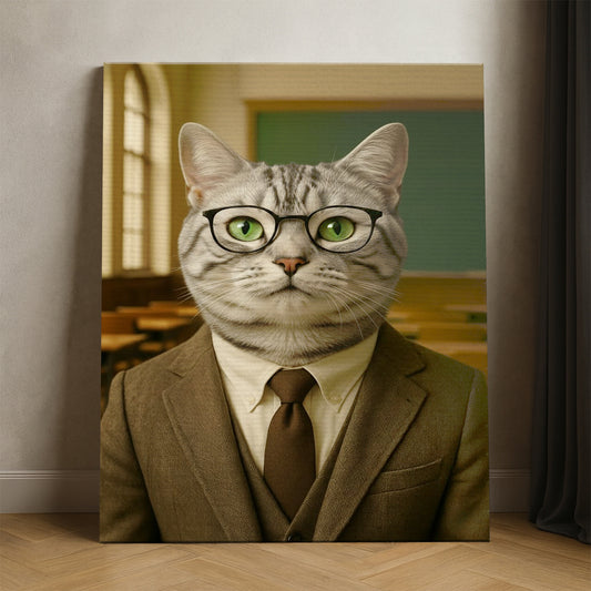 Custom Photo Teacher Cat Canvas Gift For Cat Lovers