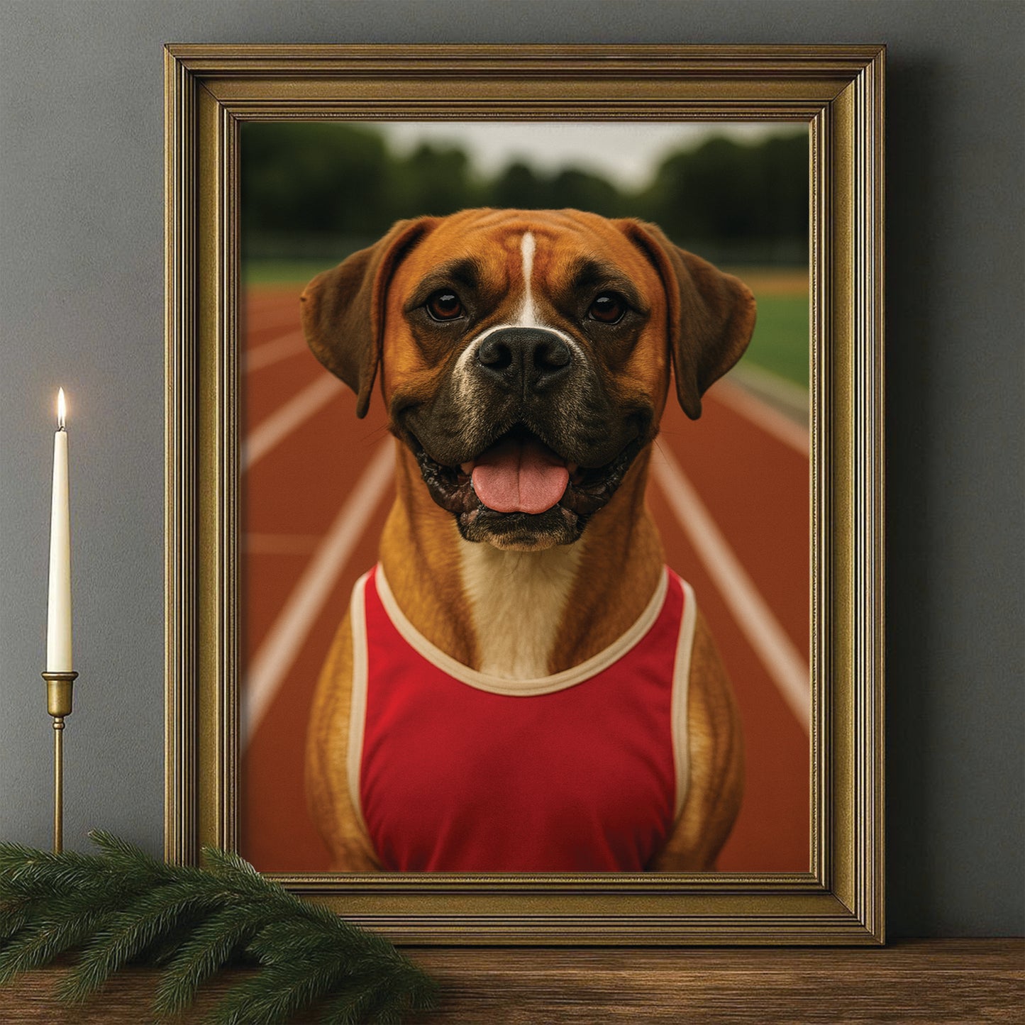 Custom Photo Runner Dog Canvas Framed Wall Art Gift For Dog Lovers