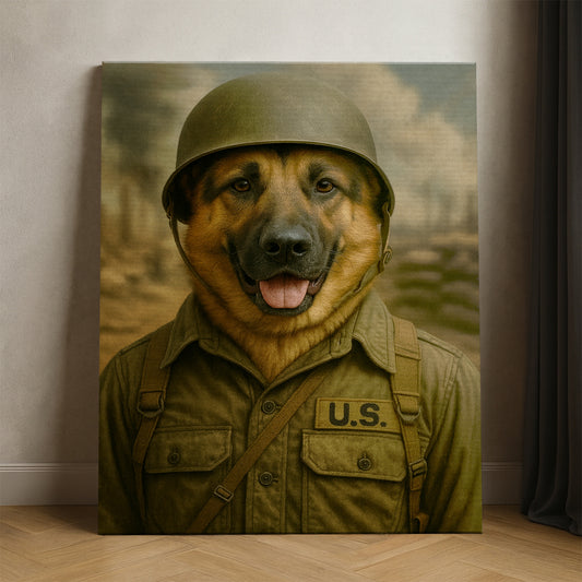 Custom Photo Military Dog Canvas Gift For Dog Lovers