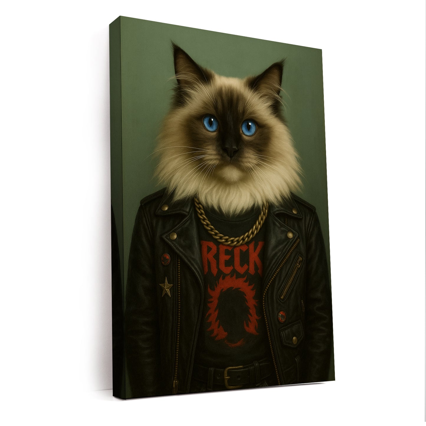 Custom Photo Rock n Roll Cat Canvas _ Gift For Cat Lovers