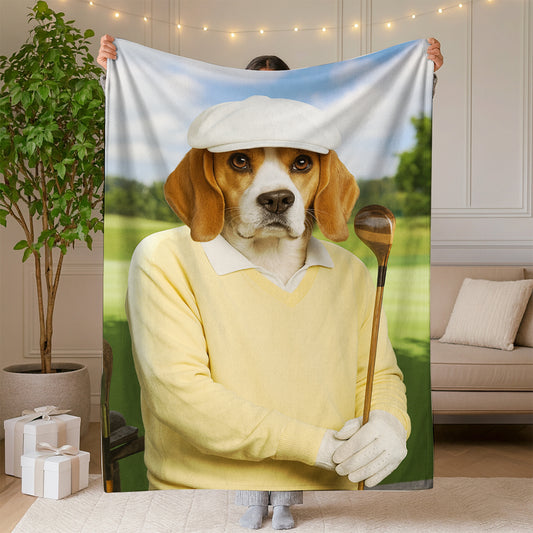 Custom Photo Golfer Dog BlanketGift For Dog Lovers
