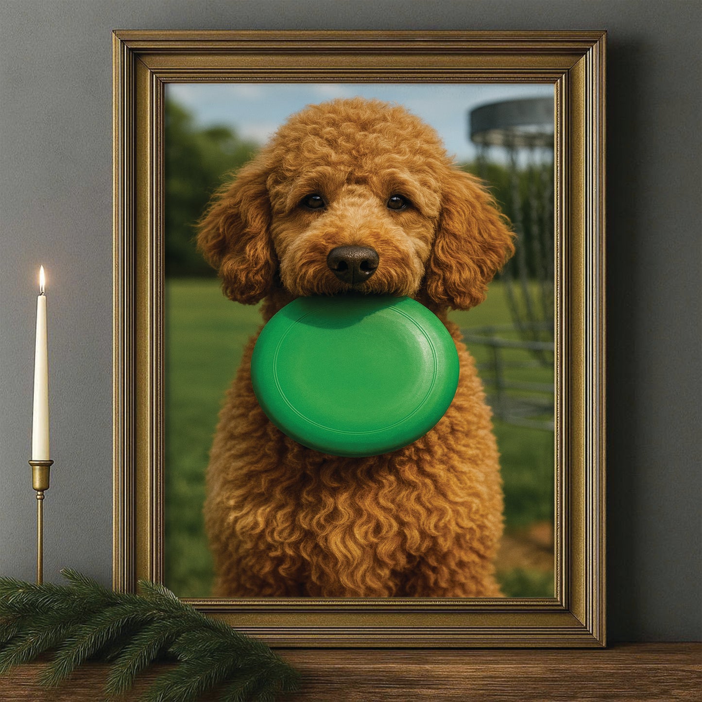 Custom Photo Disc Golf Dog Canvas Framed Wall Art Gift For Dog Lovers