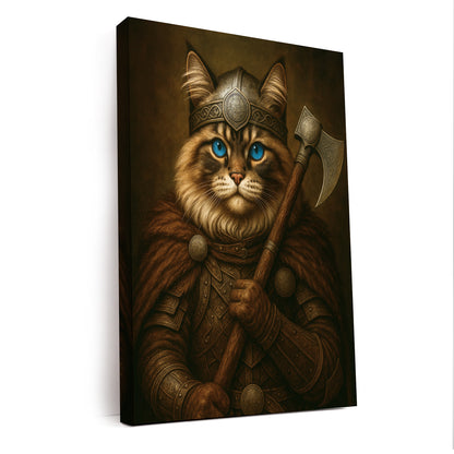 Custom Cat Photo Viking Warrior Canvas _ Gift For Cat