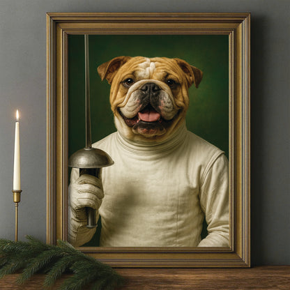 Custom Photo Fencer Dog Canvas Framed Wall Art Gift For Dog Lovers