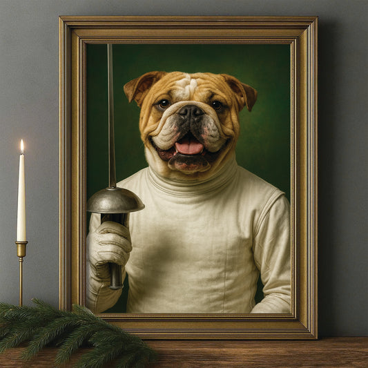 Custom Photo Fencer Dog Canvas Framed Wall Art Gift For Dog Lovers