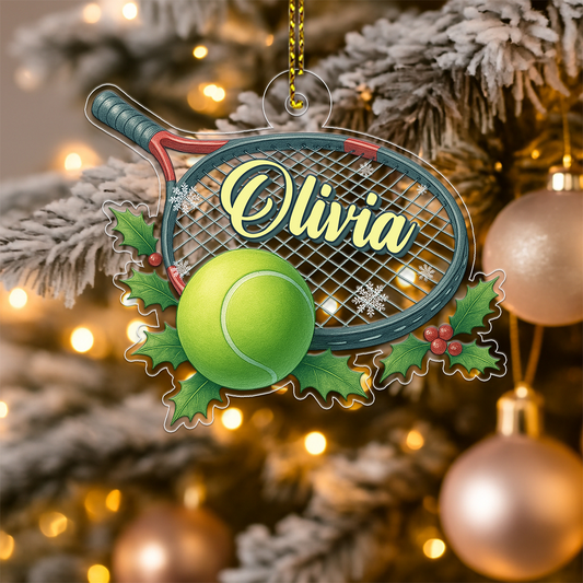 Custom Name Tennis Player Xmas Acrylic Ornament Christmas Gift