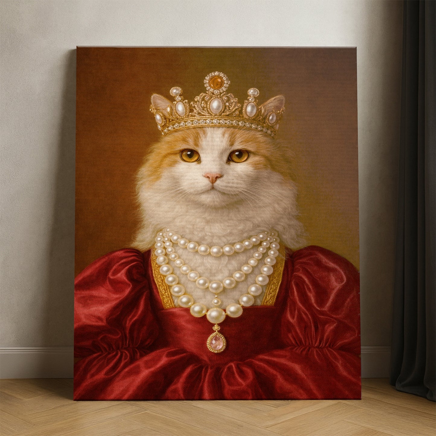 Custom Photo Queen Cat With Crown Canvas Gift For Cat Lovers