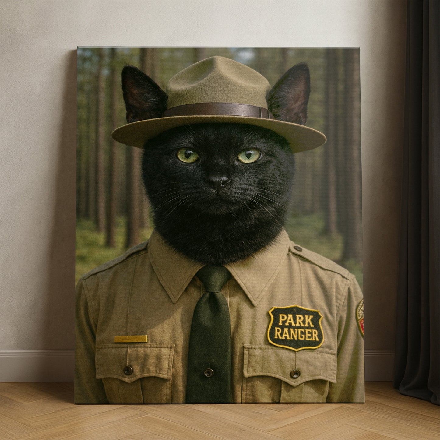 Custom Photo Park Ranger Cat Canvas