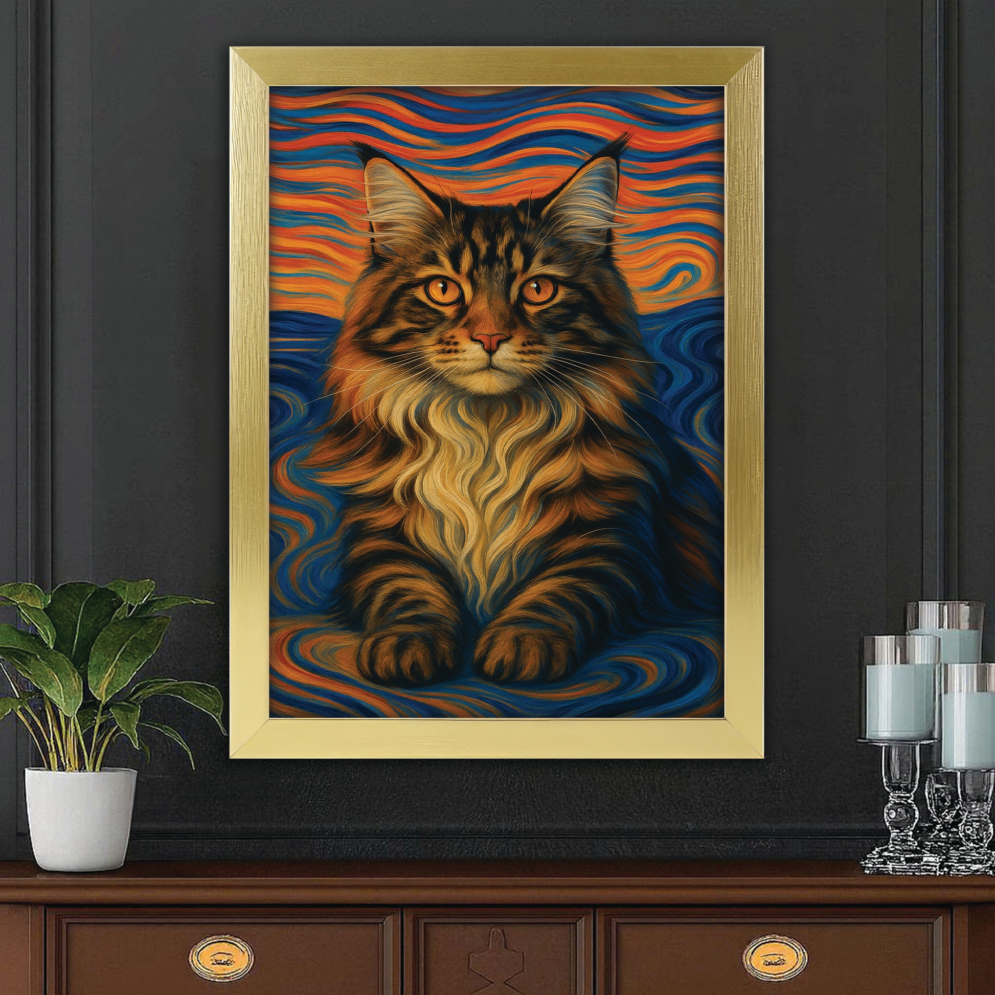 Custom Cat Portrait Expressionist Art