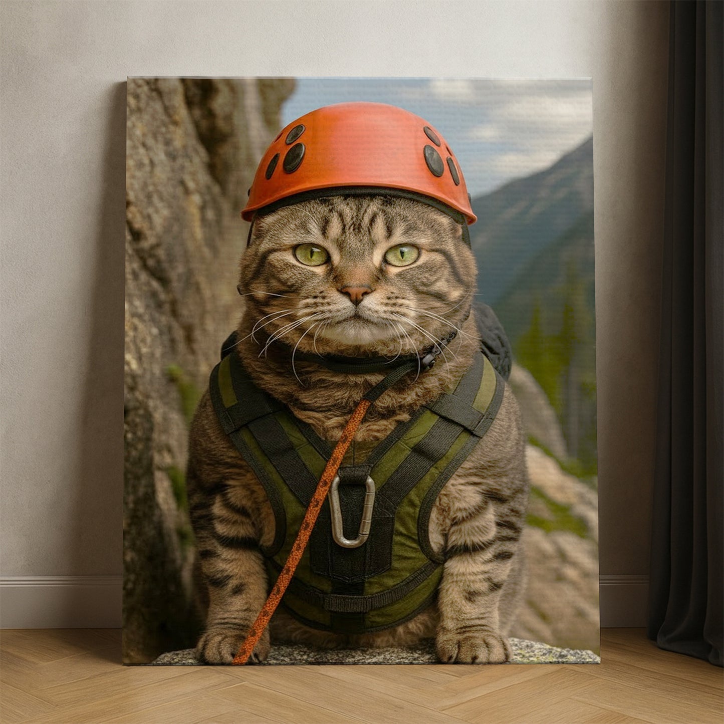 Custom Photo Rock Climber Cat Canvas Gift For Cat Lover