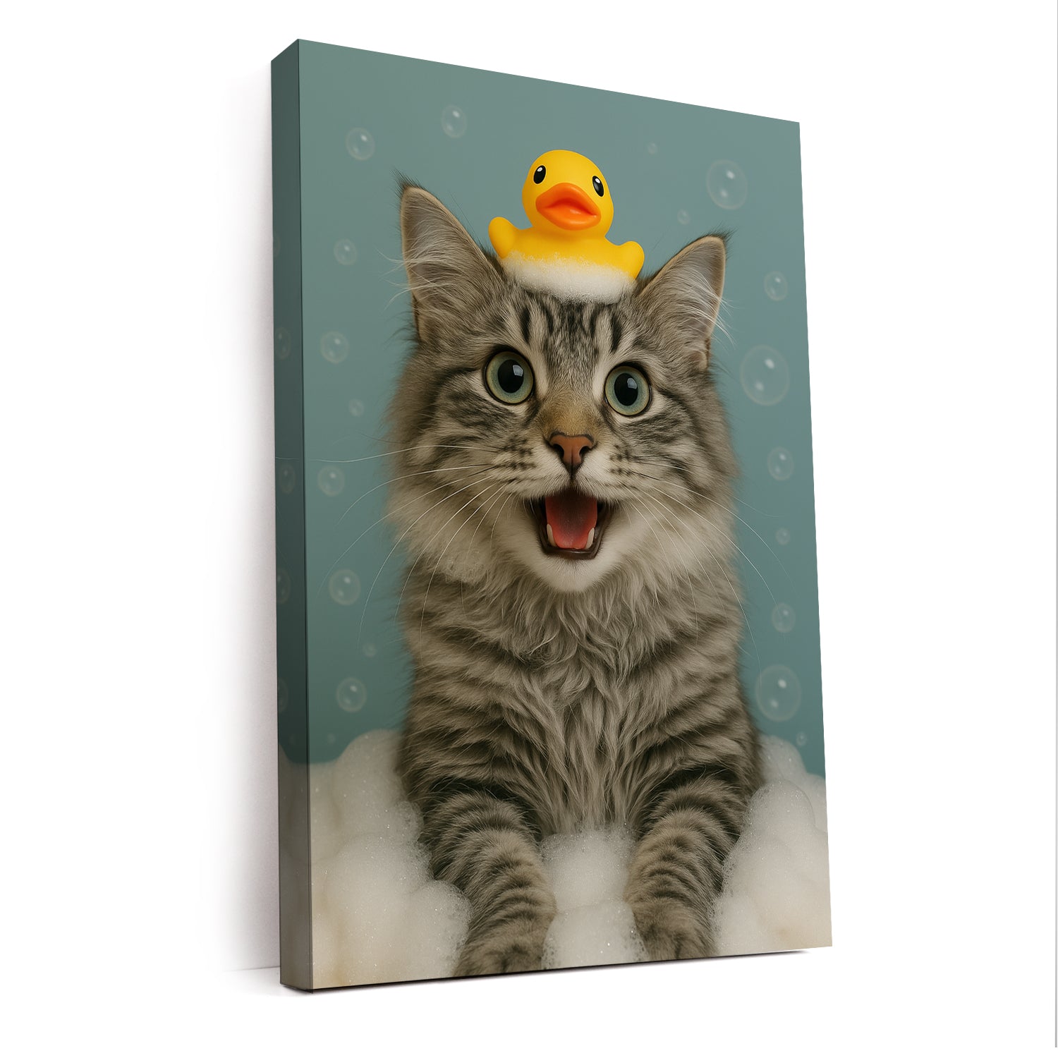 Custom Photo Cat In Bathtub With Duck Toy Canvas