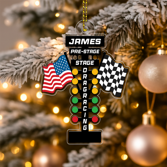 Custom Name Racer Racing Car Acrylic Ornament Christmas Gift