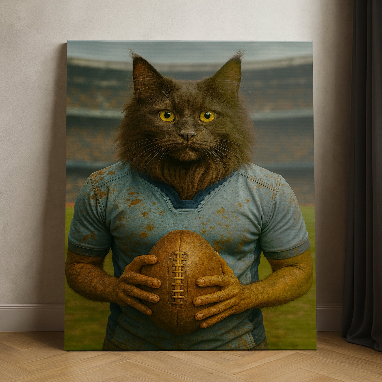 Custom Photo Rugby Cat Canvas Gift For Cat Lovers