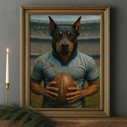 Custom Photo Rugby Dog Canvas Framed Wall Art Gift For Dog Lovers