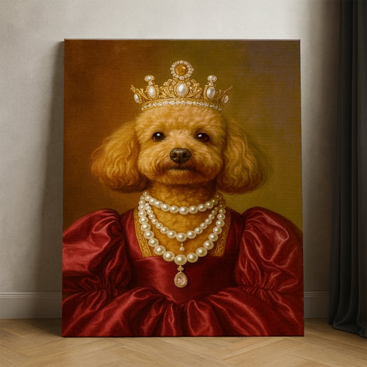 Custom Photo Queen Dog With Crown Canvas Gift For Dog Lovers