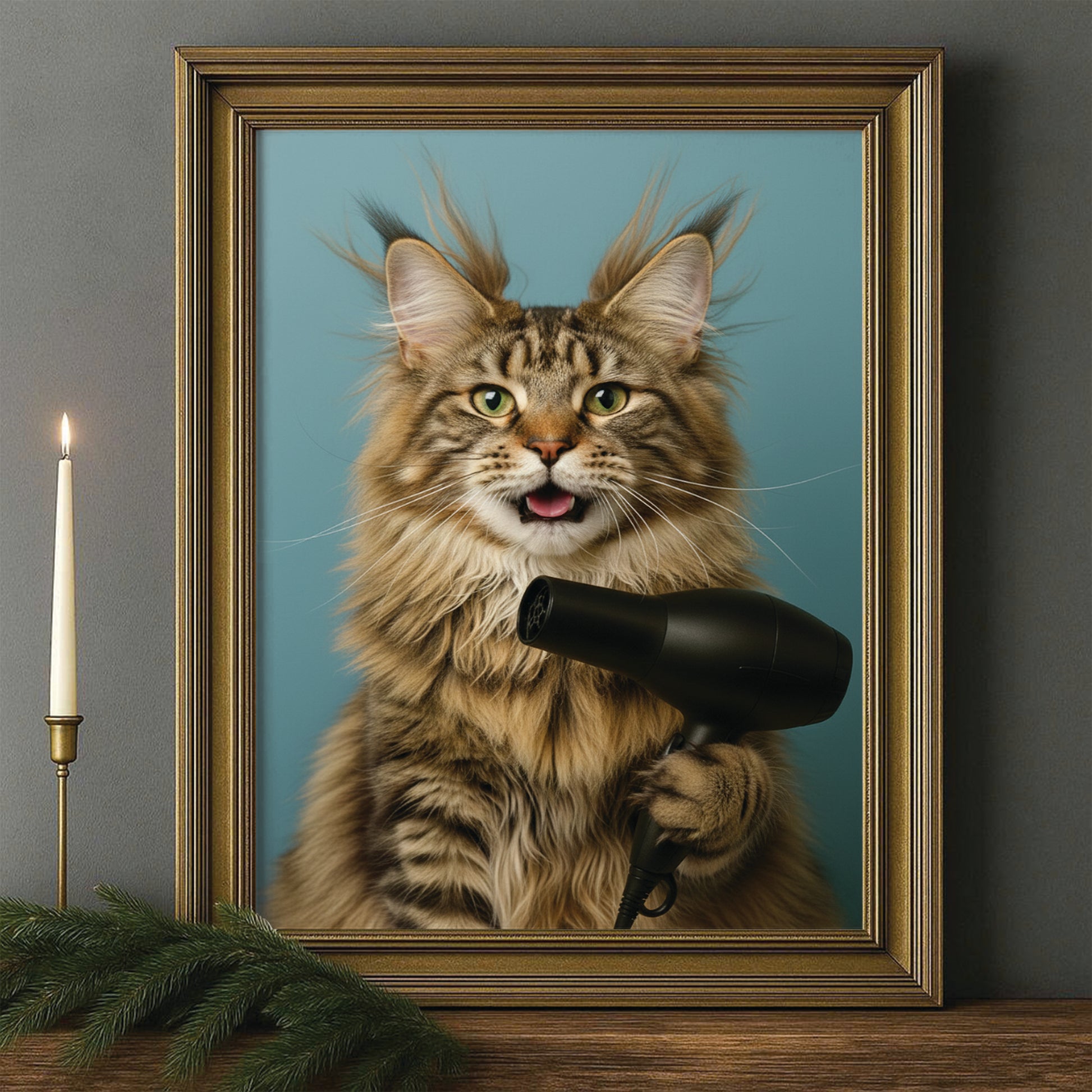 Custom Photo Cat Bathroom Style 35 Canvas Framed Wall Art Gift For Cat Lovers