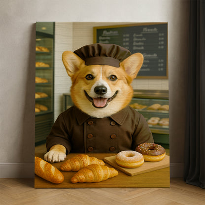 Custom Photo Baker Corgi Dog Canvas Gift For Dog Lovers